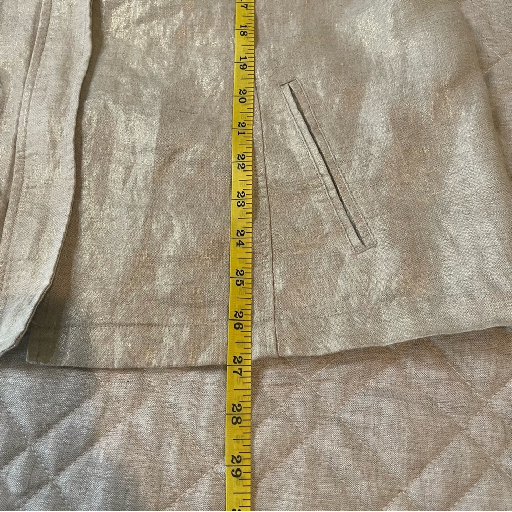 Chico’s Linen Metallic Gold Zip Up Front Jacket Size 3 / XL / 16 - Picture 9 of 16